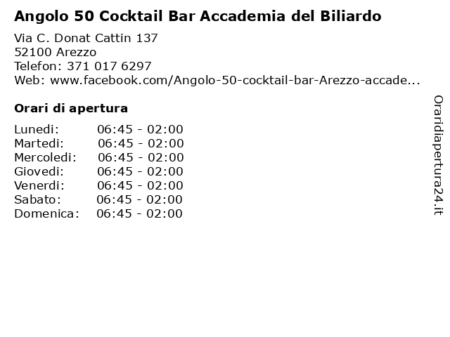 Orari di apertura Angolo 50 Cocktail Bar Accademia del